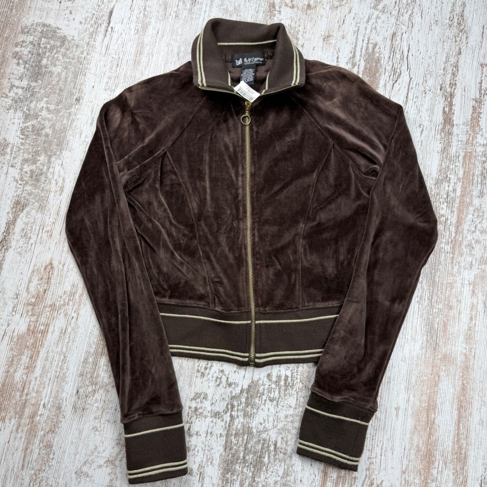 VTG Y2K Self Esteem Brown Velour Tracksuit Set Zip Jacket Flare Pants Medium - Picture 2 of 14